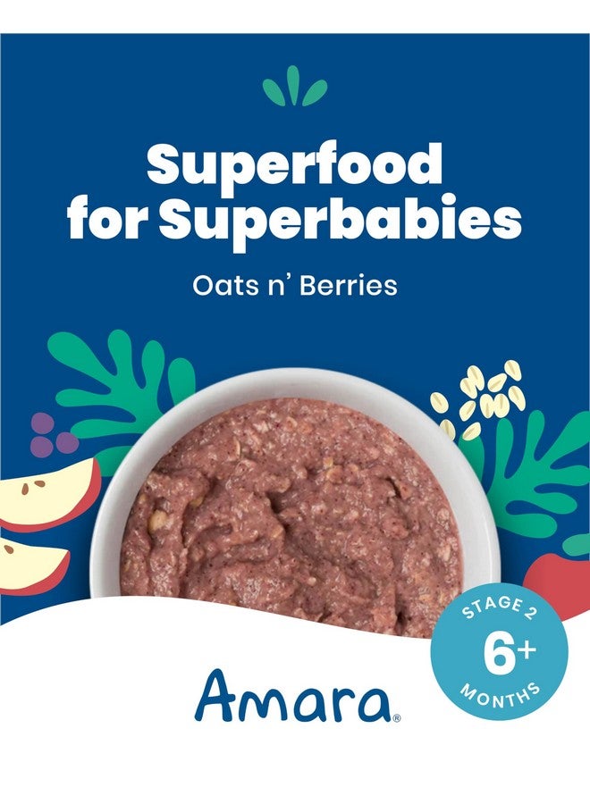 Amara طعام أطفال أمارا العضوي - المرحلة 2 - الشوفان والتوت - حبوب أطفال للخلط مع حليب الأم والماء - أكياس طعام أطفال مستقرة على الرف مصنوعة من الفواكه والخضروات العضوية - 5 أكياس، 3.5 أونصة لكل حصة - Image 2