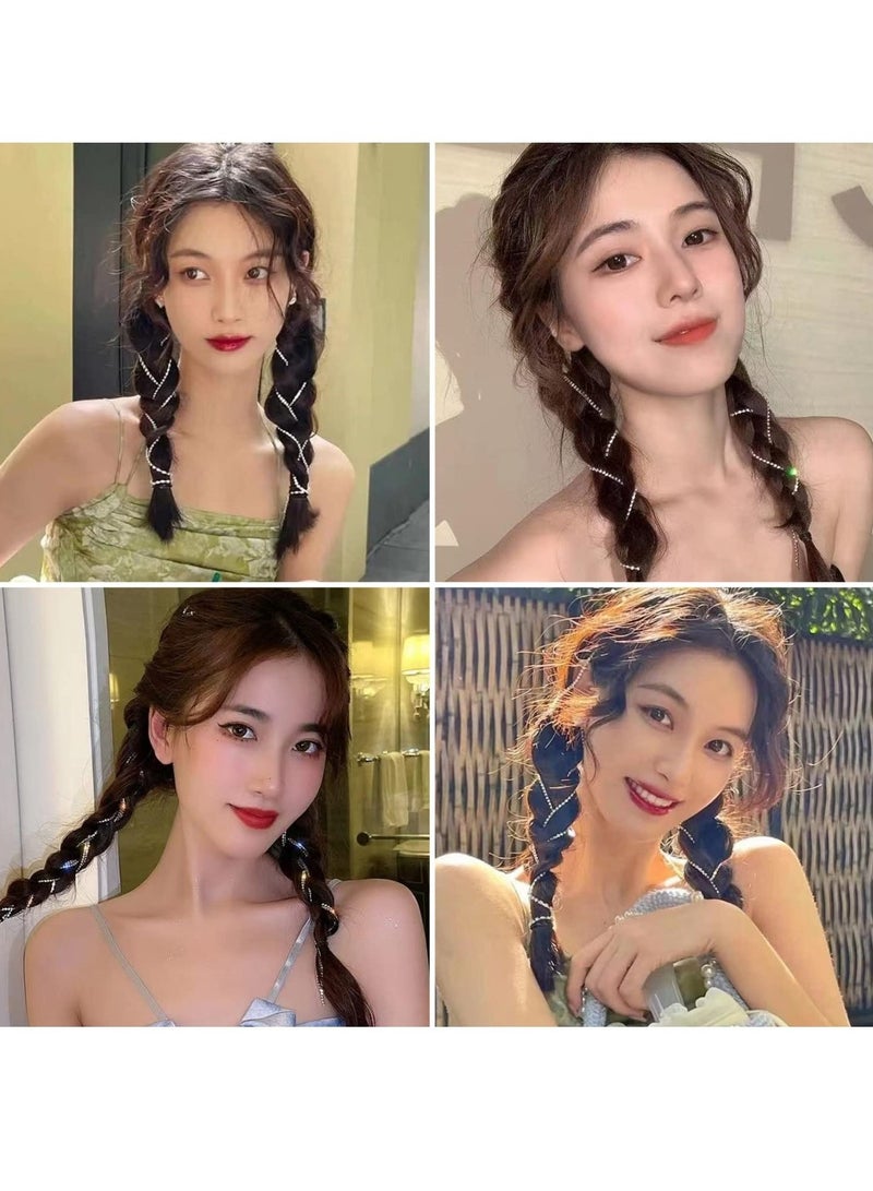 Generic 4pcs Long Rhinestone Hair Chains, Punk Tassel Hair Clips Sparkling Crystal Hair Extensions 20 Inch Head Chain Silver Decoration Hair Clips Hair Clips for Women and Girls Party Daily Headdresses  - Image 5