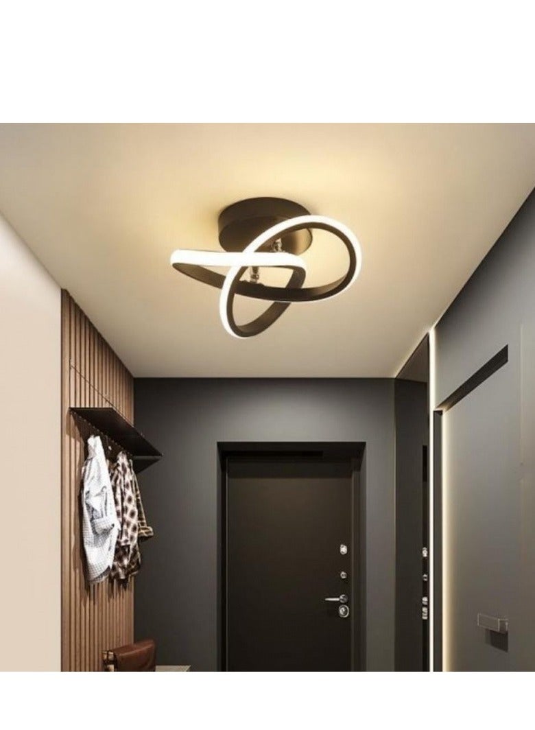 YZMA GLOBAL Hallway modern LED ceiling light, fixture black flush mount 3-color adjustable creative design, for washrooms stairwell balcony cloakroom kitchen loft aisle, 22W - Image 1