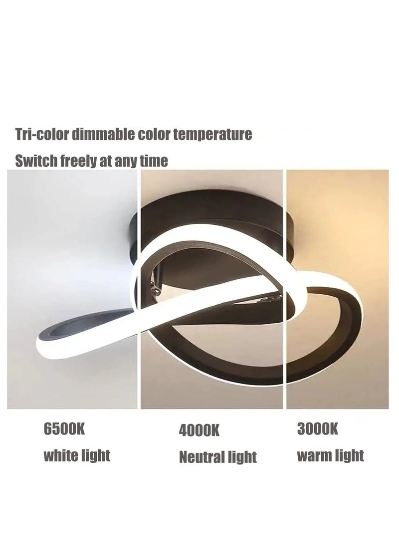 YZMA GLOBAL Hallway modern LED ceiling light, fixture black flush mount 3-color adjustable creative design, for washrooms stairwell balcony cloakroom kitchen loft aisle, 22W - Image 2