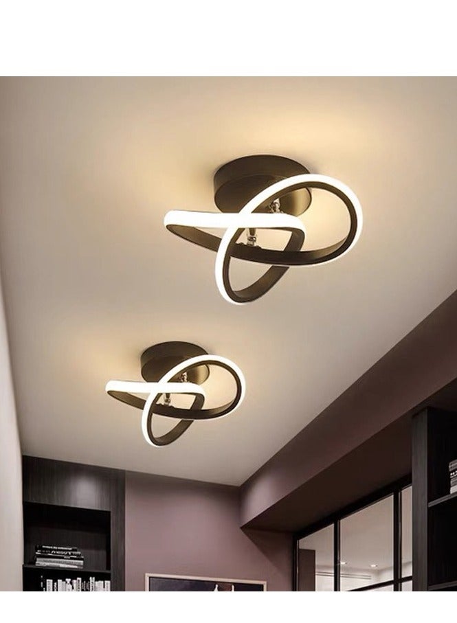 YZMA GLOBAL Hallway modern LED ceiling light, fixture black flush mount 3-color adjustable creative design, for washrooms stairwell balcony cloakroom kitchen loft aisle, 22W - Image 3