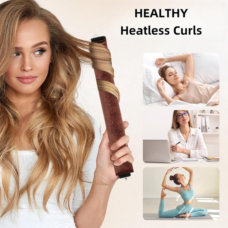 Spoken Heatless Hair Curler (3 Sets), Flexible Curling Rod with Hook, Satin Rollers for All Hair Types, No Heat Curls to Sleep for Curl Rods, Heatless Curls for Blowout Hair (Multicolor) - Image 4