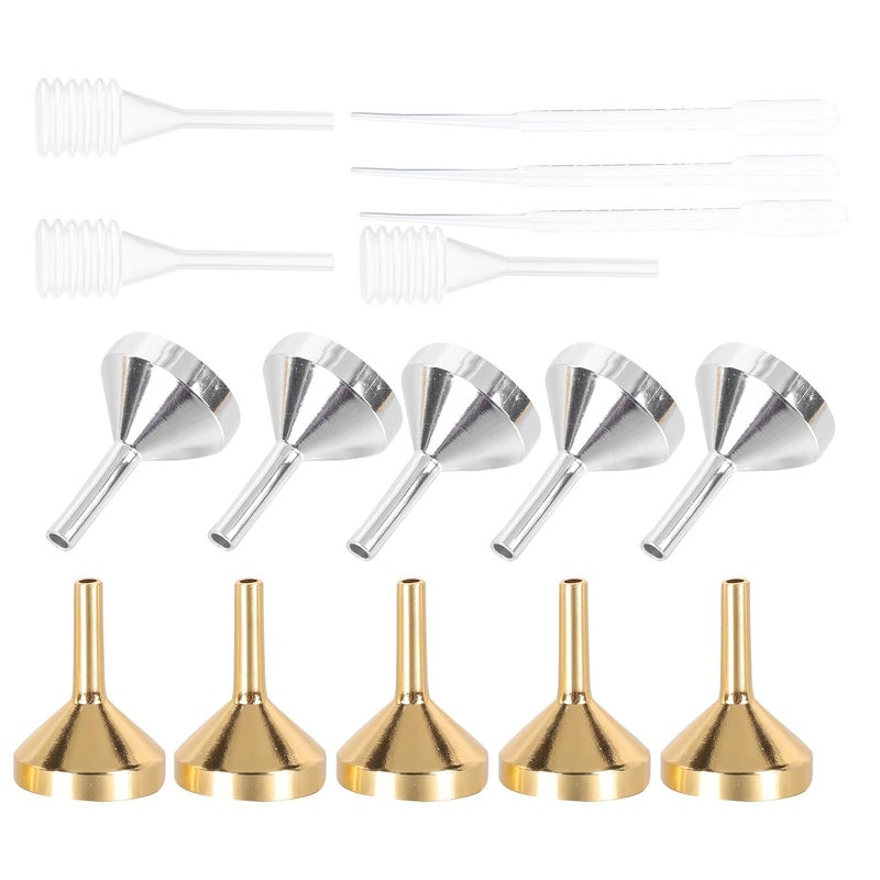 Mini Metal Funnel Set With Plastic Droppers Reusable Alumina Easy Clean For Perfume Spice Liquid Dispensing - Image 2