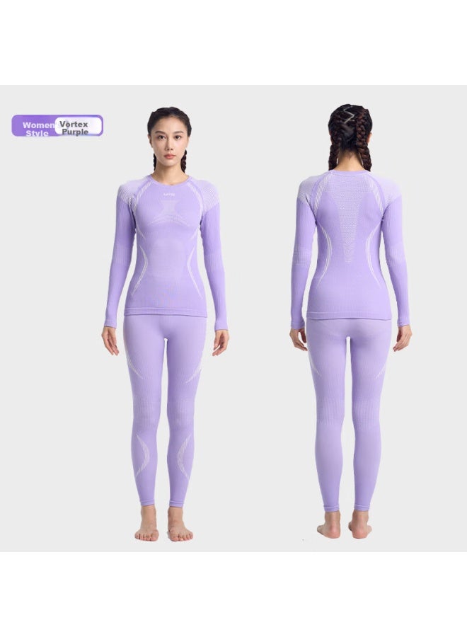 UTO Uto Merino Wool Sweater Women's Top Quick Dry Warm Underwear Slim Fit Vortex Purple/white M  - Image 4