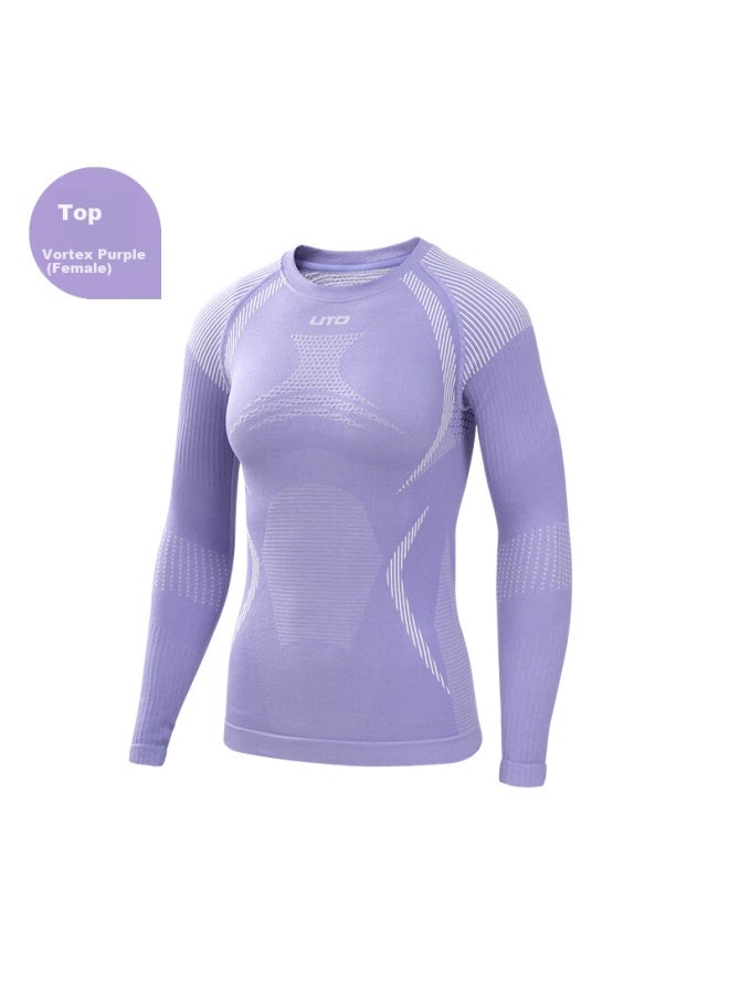 UTO Uto Merino Wool Sweater Women's Top Quick Dry Warm Underwear Slim Fit Vortex Purple/white M  - Image 1