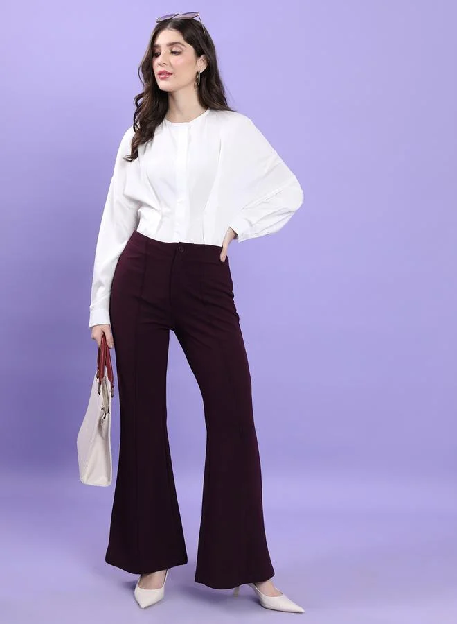 طوكيو توكيز Pintuck High Rise Flared Bootcut Trousers by Styli