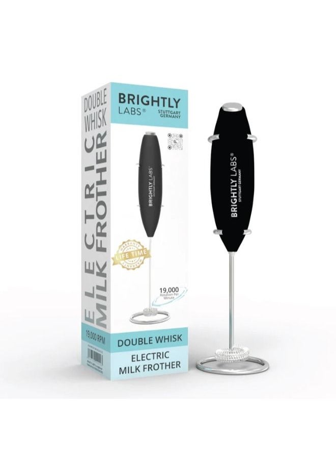 BRIGHTLY LABS Upgrade Your Coffee Experience with Our Powerful Milk Frother - Handheld Electric Whisk with Titanium Motor, Mixing, and Blending for Frappes, Lattes, and Matcha. Includes Convenient Stand!  - Image 1