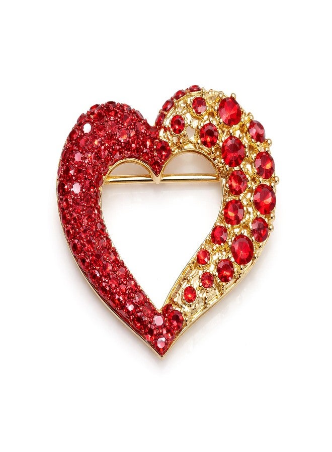 Bmpzery Heart Brooch, Gold Brooches for Women with Unique Hand-Hammered Texture - Irregular 3D Sculptural Heart Pin for Lapel, Scarf, Hat, Gift Ready for Birthday & Valentine‘s Day (Red) - Image 1