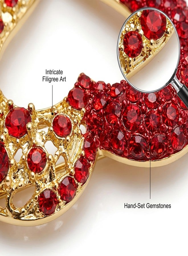 Bmpzery Heart Brooch, Gold Brooches for Women with Unique Hand-Hammered Texture - Irregular 3D Sculptural Heart Pin for Lapel, Scarf, Hat, Gift Ready for Birthday & Valentine‘s Day (Red) - Image 4