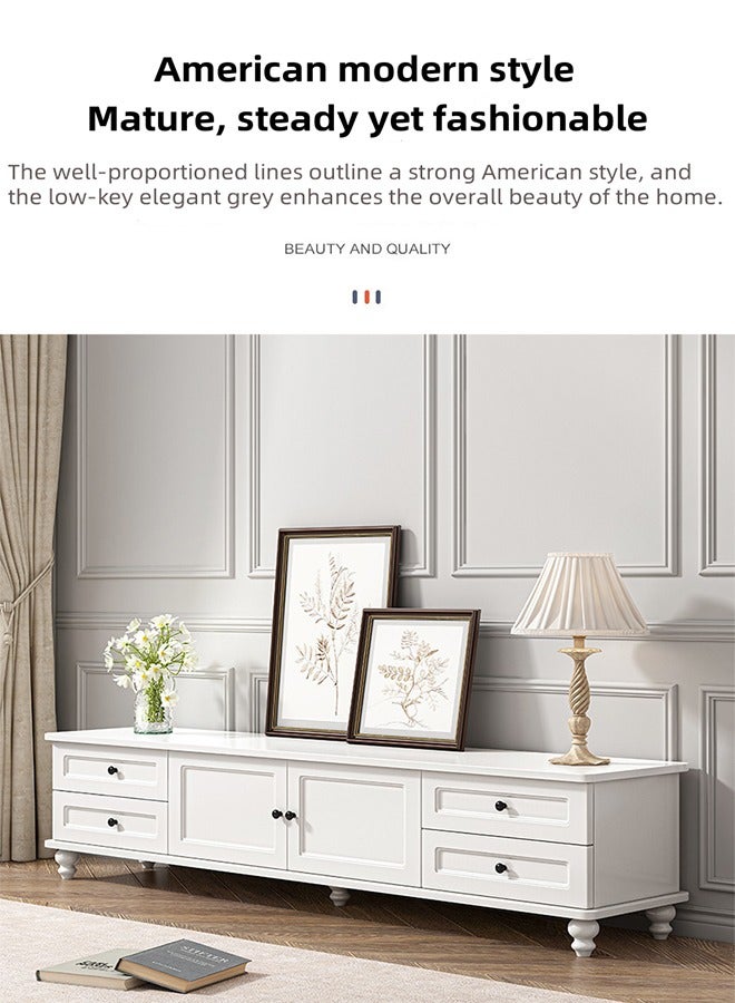 Generic White TV Table, TV Ttand, TV Cabinet, One Cabinet With Four Drawers, 140cm Long Tabletop, American-style Living Room Furniture TV Cabinet - Image 2