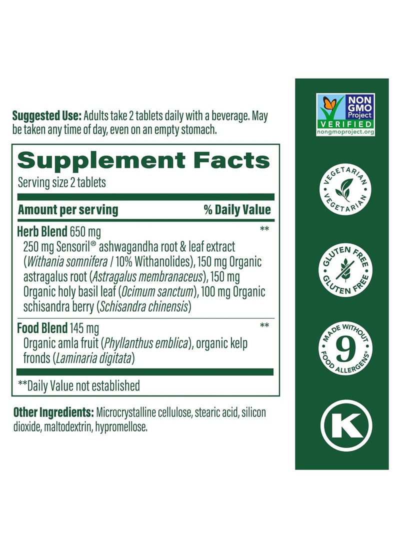 MegaFood - MegaFood Stress Protect with Ashwagandha & Herb Blend-Supports Healthy Stress Response- Rhodiola Root, Vegetarian Supplement, Non-GMO, Gluten-Free- Made Without 9 Food Allergens- 60 Tabs (30 Servings) - Image 1