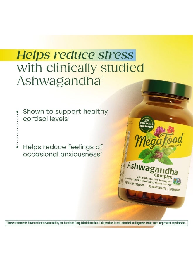 MegaFood Ashwagandha Complex, Supports Healthy Cortisol, 60 Mini Tablets,Ashwagandha Supplements for Women & Men with Astragalus Root & Holy Basil, Stress Support, Vegetarian, Non-GMO, 30 Servings - Image 3