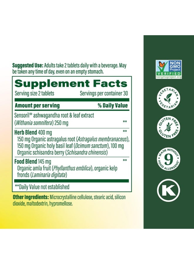 MegaFood Ashwagandha Complex, Supports Healthy Cortisol, 60 Mini Tablets,Ashwagandha Supplements for Women & Men with Astragalus Root & Holy Basil, Stress Support, Vegetarian, Non-GMO, 30 Servings - Image 2