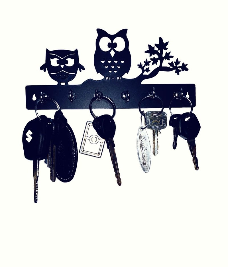 Akshiv Exports Decorative Key Hanger Key Holders for Wall Home Decor Items Best Gifting Items Wooden Keys Organizer 2 Owls Size 205 CM X 105 CM  - Image 1