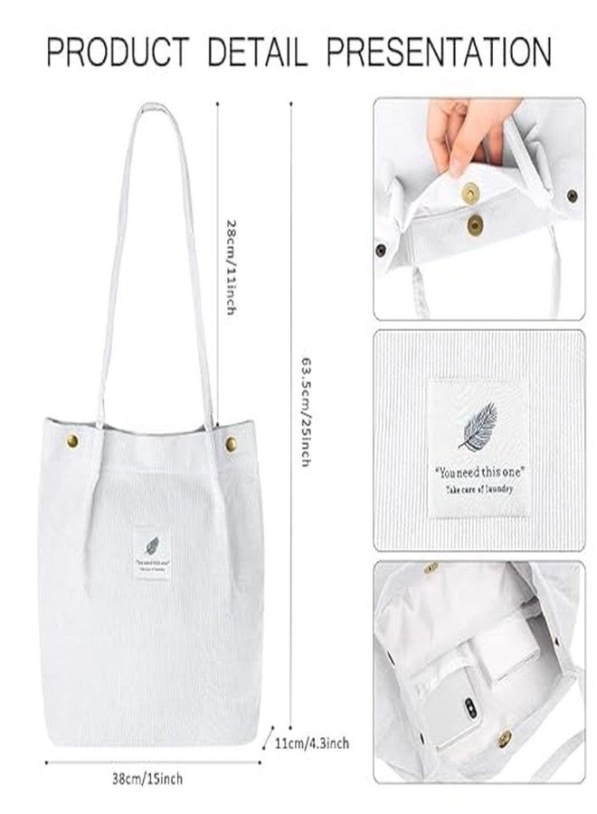 HELLYZ Korean Canvas Corduroy Tote Bag | Casual Shoulder Handbag for Work & Daily Use | Multi-Purpose Large Capacity Shopping Bag for Office, College, Travel & More - Image 3