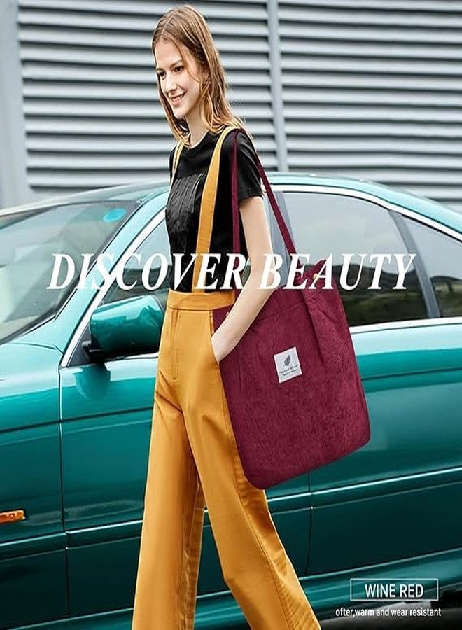 HELLYZ Korean Canvas Corduroy Tote Bag | Casual Shoulder Handbag for Work & Daily Use | Multi-Purpose Large Capacity Shopping Bag for Office, College, Travel & More - Image 4