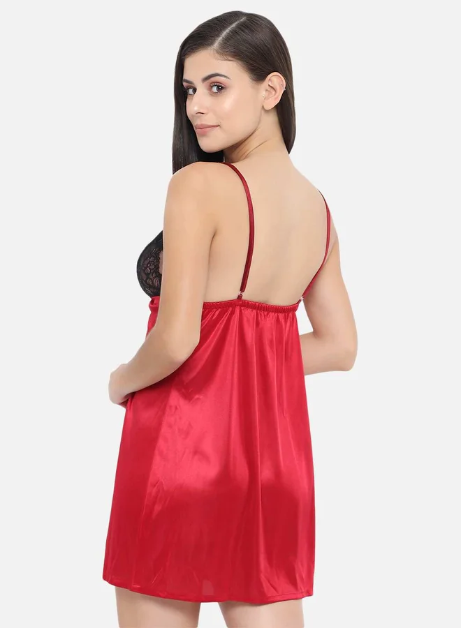 Take Two Lace Insert V Neck Strappy Babydoll By Klamotten