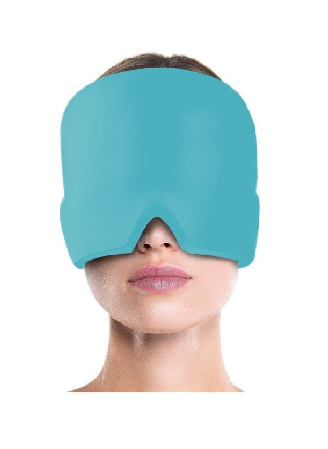 Generic Migraine Relief Hat Ice Head Wrap Headache Relief Cap for Puffy Eyes Tension Sinus Stress Relief Double layer Blue  - Image 1
