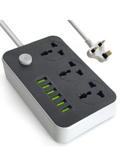 Generic Power Strips Extension Cord 3 Outlets, Power Socket with 6 USB Ports Universal Charging Socket with 2M Bold Extension Cord  - Image 1