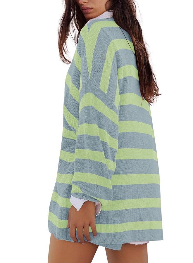 Panadila Womens Shorts Sets 2 Piece Fall Outfits Striped Sweater Set Oversized Lounge Set Cute Matching Set 2024 (Sage Green Combo,L) - Image 3