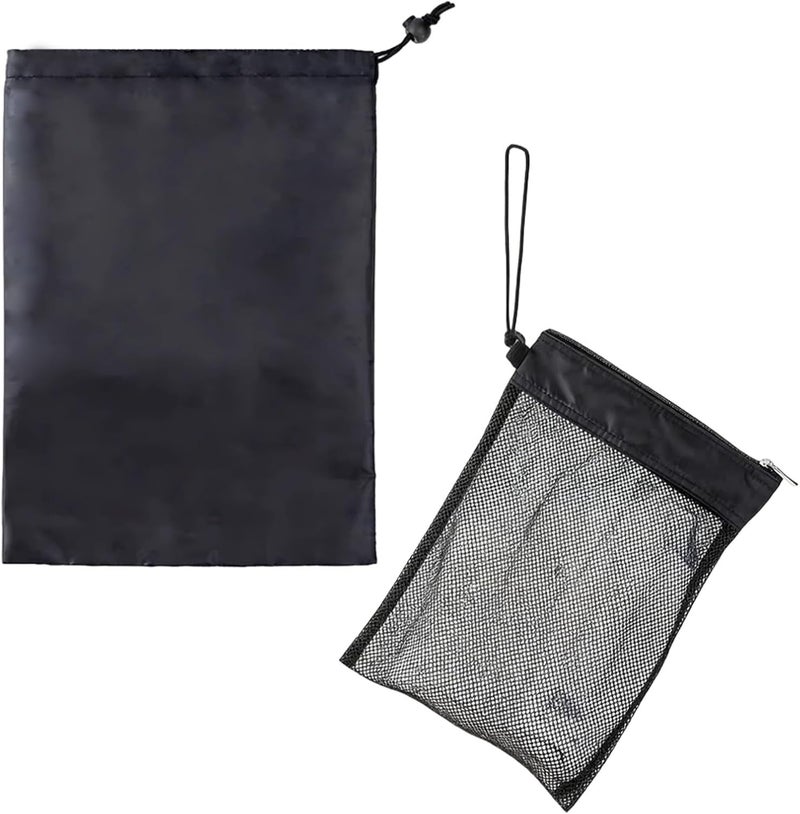 10 Pcs Shower Bag Tote Set, Black Mesh Caddy Organizer, Hanging, Zipper And Drawstring Pouch, Equipped With Suction Cup, For Bathroom/Gym - Image 1