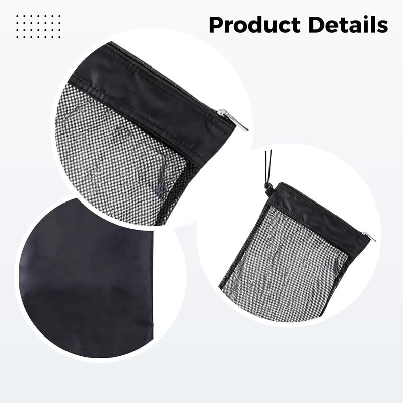 10 Pcs Shower Bag Tote Set, Black Mesh Caddy Organizer, Hanging, Zipper And Drawstring Pouch, Equipped With Suction Cup, For Bathroom/Gym - Image 2