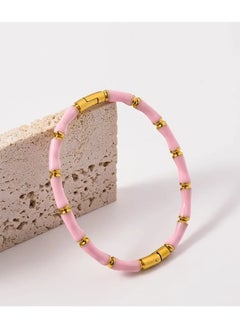 The Black Pearl Accessories Pink Stainless Steel Golden Bracelet Bangale  - Image 1