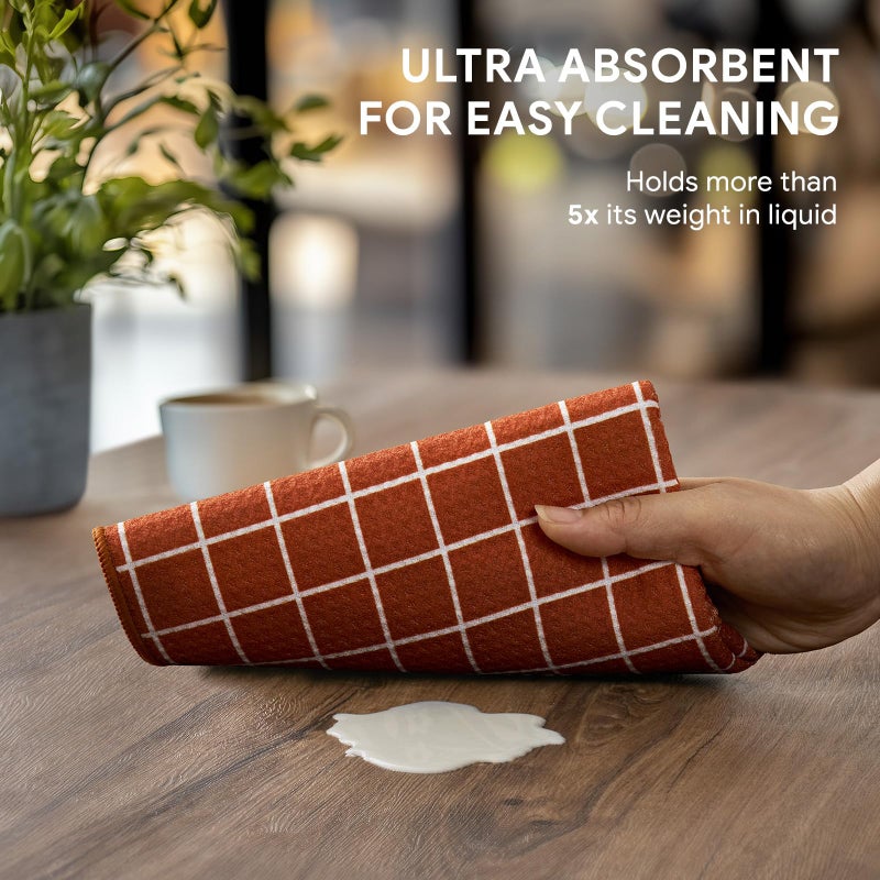 RECYCO Waffle Kitchen Towel Set of 2 - Quick Dry Microfiber Sustainable Dish Towels - Ultra Absorbent Reusable Cleaning Tea Towels - Lightweight Hand Towels,16â€x 28â€, Farmhouse Plaid - Image 3