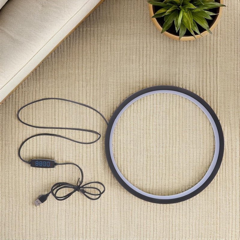 Toyvian LED Light Ring Backflow Incense Holder 25cm Black Aromatherapy Tabletop Decor Zen Incense Burner with 3-Color Changing LED for Living Room Office Entryway - Image 5