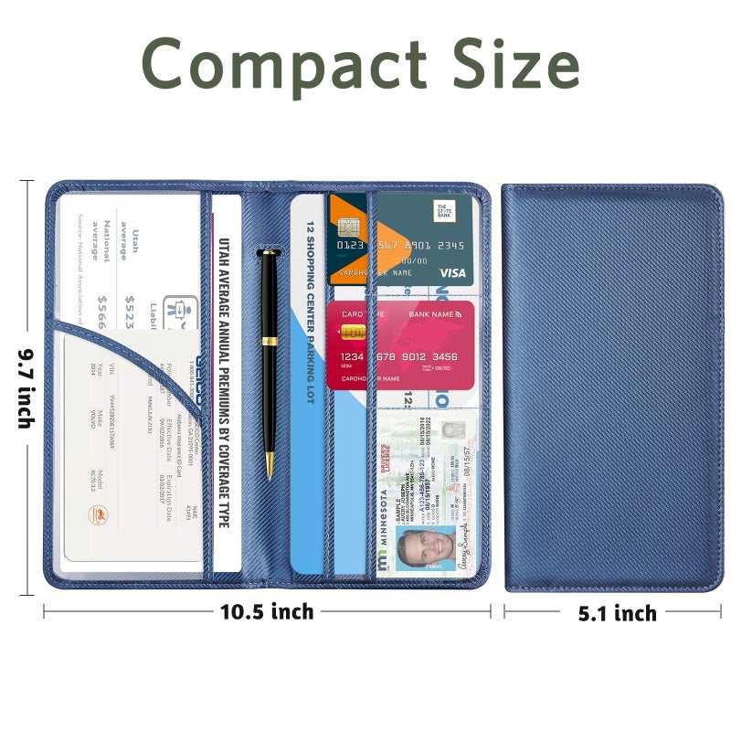 CoBak Car Registration and Insurance Holder - Vehicle Glove Box Car Organizer,Auto Truck Comparment Accessories Case with Magnetic Closure for Driver License,Cards, Carbon Blue - Image 5