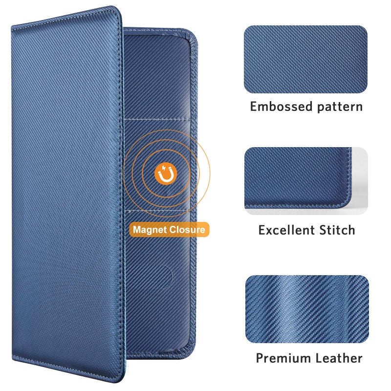 CoBak Car Registration and Insurance Holder - Vehicle Glove Box Car Organizer,Auto Truck Comparment Accessories Case with Magnetic Closure for Driver License,Cards, Carbon Blue - Image 4