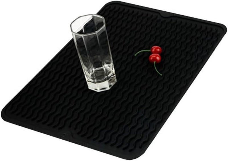 Bluefield Dish Mats Heat Resistant Dry Mats Silicone 16 X12 Inch Black - Image 1