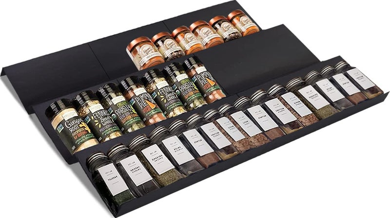 Artibear Expandable Drawer Spice Rack Organizer for 8 to 24 Kitchen Cabinets Drawer Tray Insert Set of 9