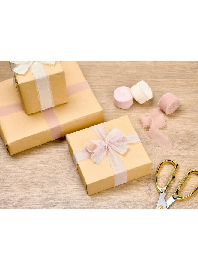 LAMAY 3PCS Chiffon Ribbon Mixed Color Ribbon Set Tassel Fabric, Suitable for Wedding Invitations, Bridal Bouquets, Party Decorations, Gift Wrapping, Bow Making (Light Pink) - Image 4