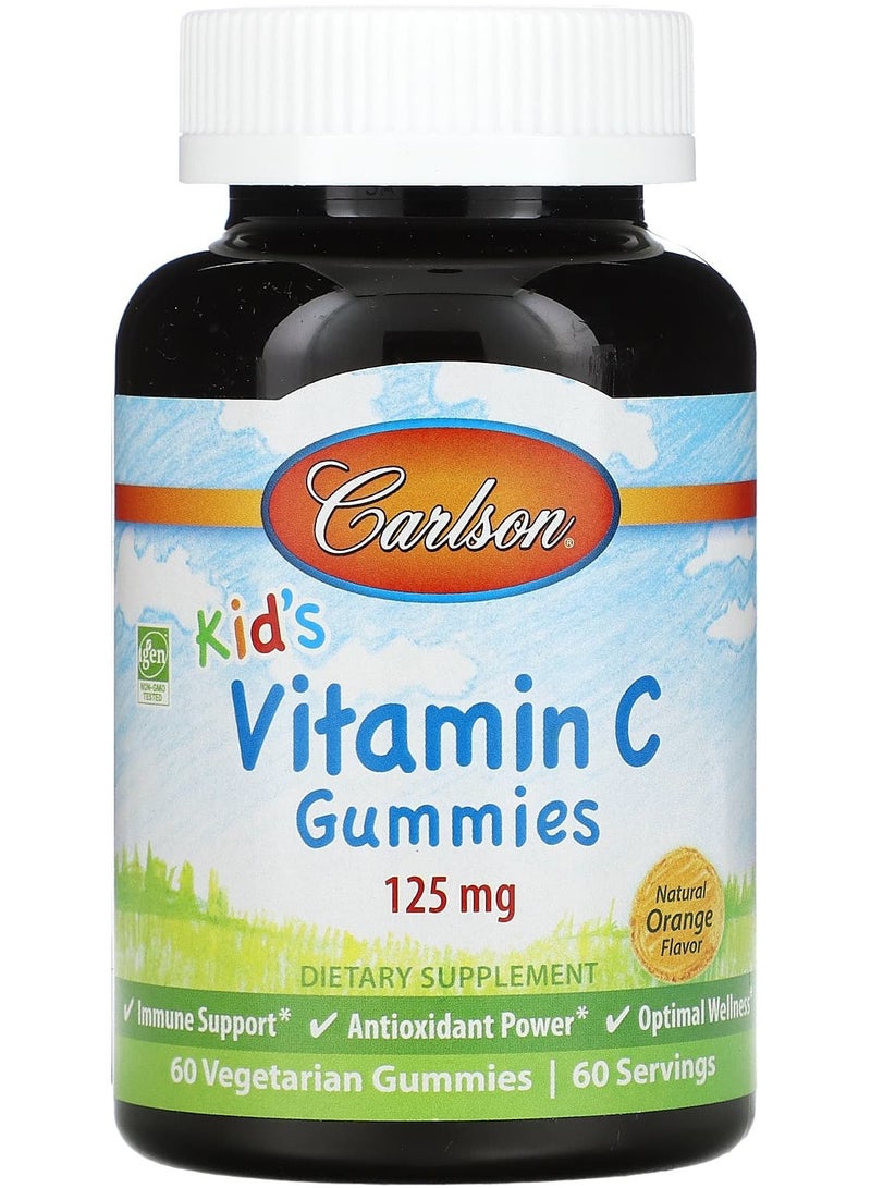 Kid's Vitamin C Gummies, Natural Orange, 125 mg, 60 Vegetarian Gummies