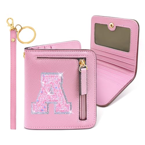COSHAYSOO Initial RFID Girls Wallet Wristlet Christmas Stocking Stuffers Birthday Gift Ideas for 6 7 8 9 10 11 12 13 14 Year Old Girl Girly Gifts Tween Preteen Teen Preppy Trendy Stuff Pink Letter A - Image 1