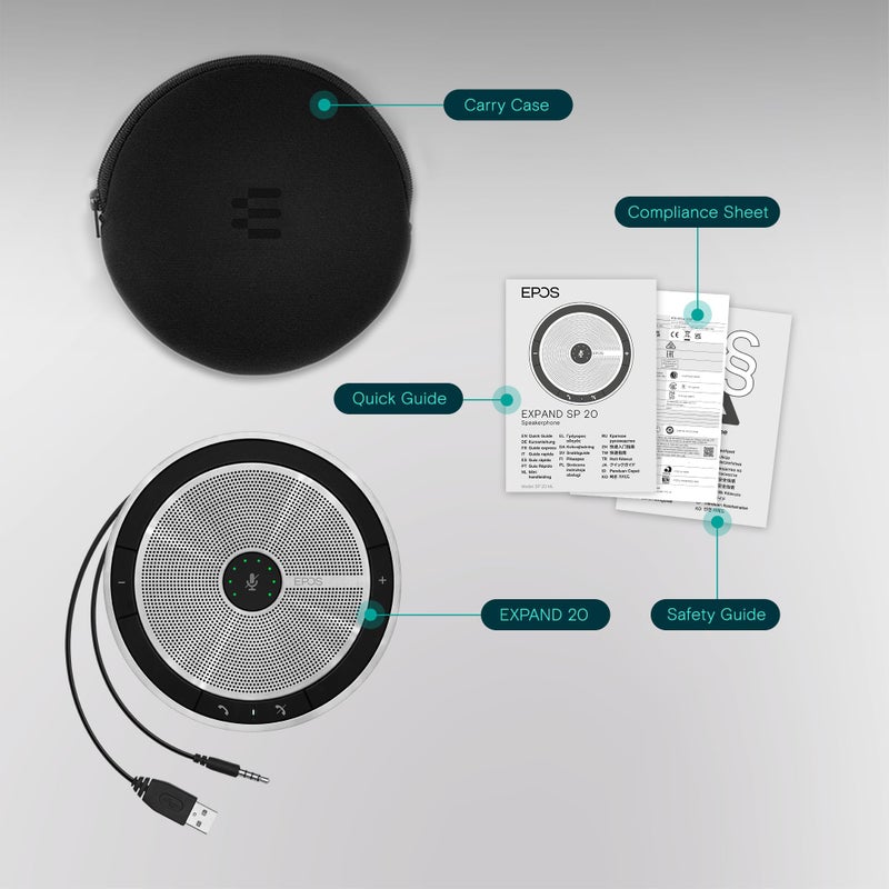 EPOS Sennheiser Epos Expand 20 Wired Conference Speakerphone Black, Silver (1000226) - Image 3