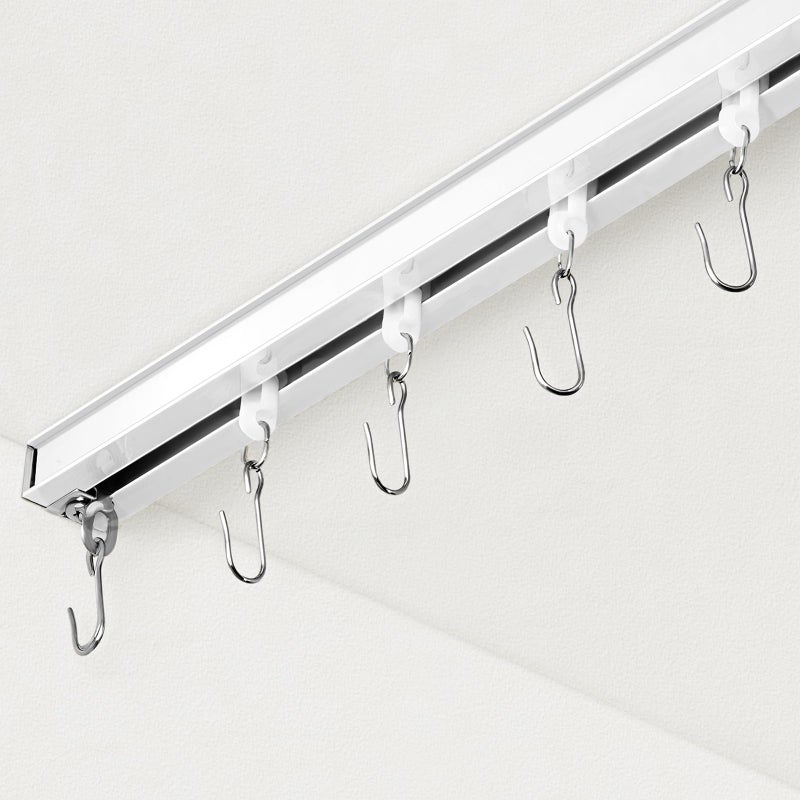 FELIDESIGN Curtain Track, Ceiling Curtain Track for Room Divider, Ceiling Mount Rail Set with Roller Hooks, White, 12ft - 18ft - Image 1