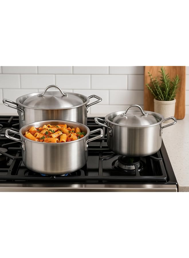 Master Gold Aluminum Saucepan Set 10 Pieces 19 21 23 26 28 Cm | Pure Aluminum Cooking Pot With Stainless Steel Handles | Saucepan Suitable For All Types Of Stoves - Image 3