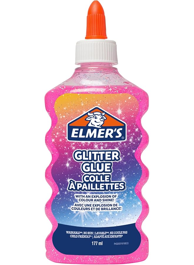 إلمرز صمغ لامع 177 مل قابل للغسل ومناسب للأطفال، رائع لصنع السلايم وصناعة اللون الوردي - Image 1