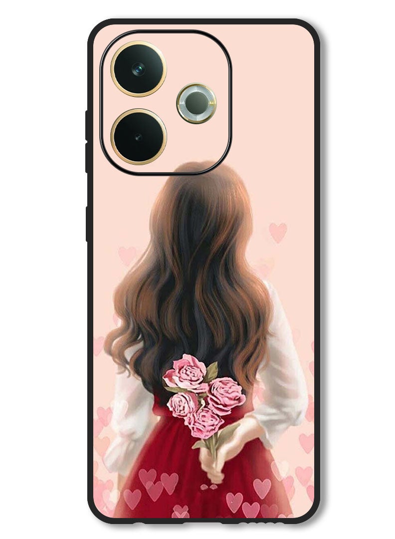 Theodor Case Compatible with Oppo A5 Pro Protection Shockproof Bumper Cover Girl Hiding Flowers - Image 1