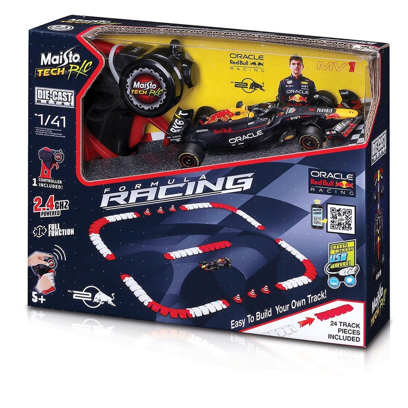 Maisto Tech Formula Racing Oracle Red Bull Racing F1 #1 Max Verstappen Die-cast RC Car Track Set (1:41, Black) - Image 1
