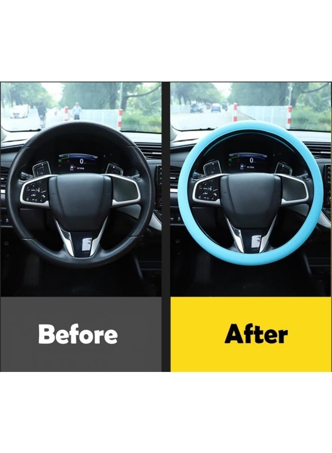 Three cool non-slip silicone steering wheel covers in different colors - Universal car steering wheel cover - Summer easy-to-clean silicone car steering wheel cover - Image 3