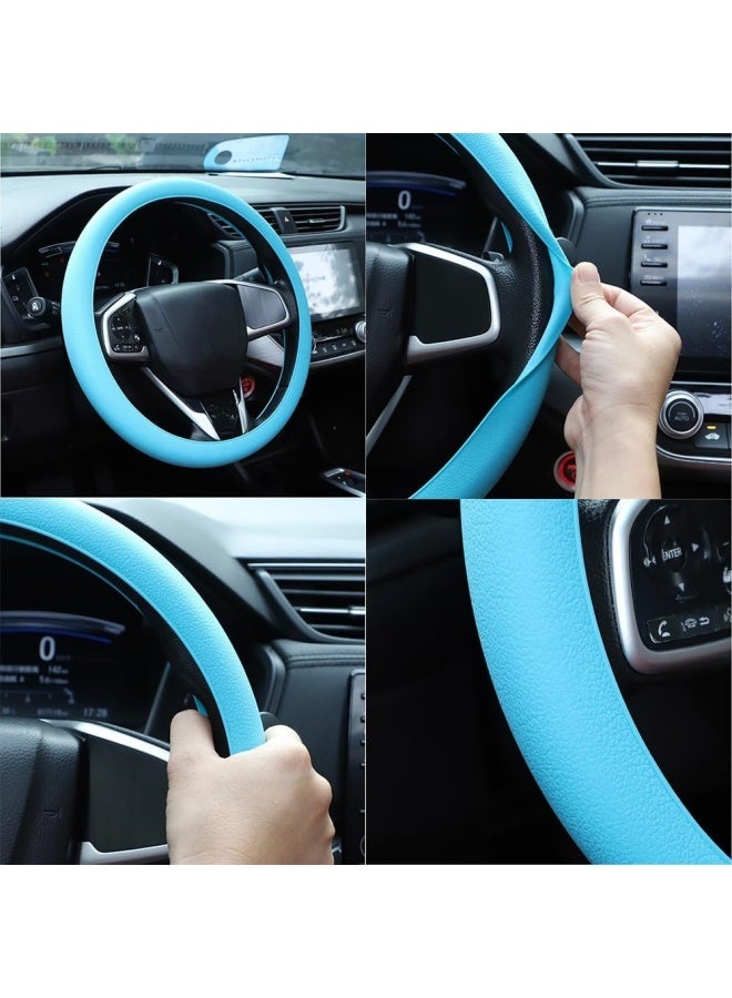 Three cool non-slip silicone steering wheel covers in different colors - Universal car steering wheel cover - Summer easy-to-clean silicone car steering wheel cover - Image 4