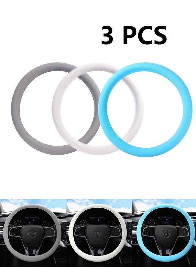 Three cool non-slip silicone steering wheel covers in different colors - Universal car steering wheel cover - Summer easy-to-clean silicone car steering wheel cover - Image 1