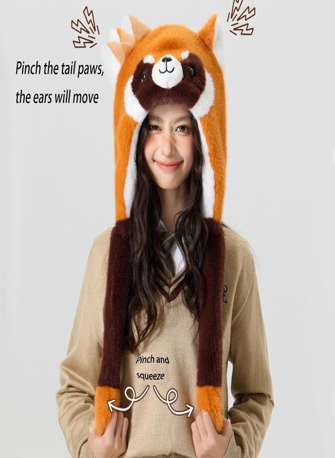 BSYLOO Adorable Winter Animal Hat/Cute Cartoon Plush Hat with Moving Ears/Funny-Crazy Earmuff Hat for Girls & Women Brown - Image 4