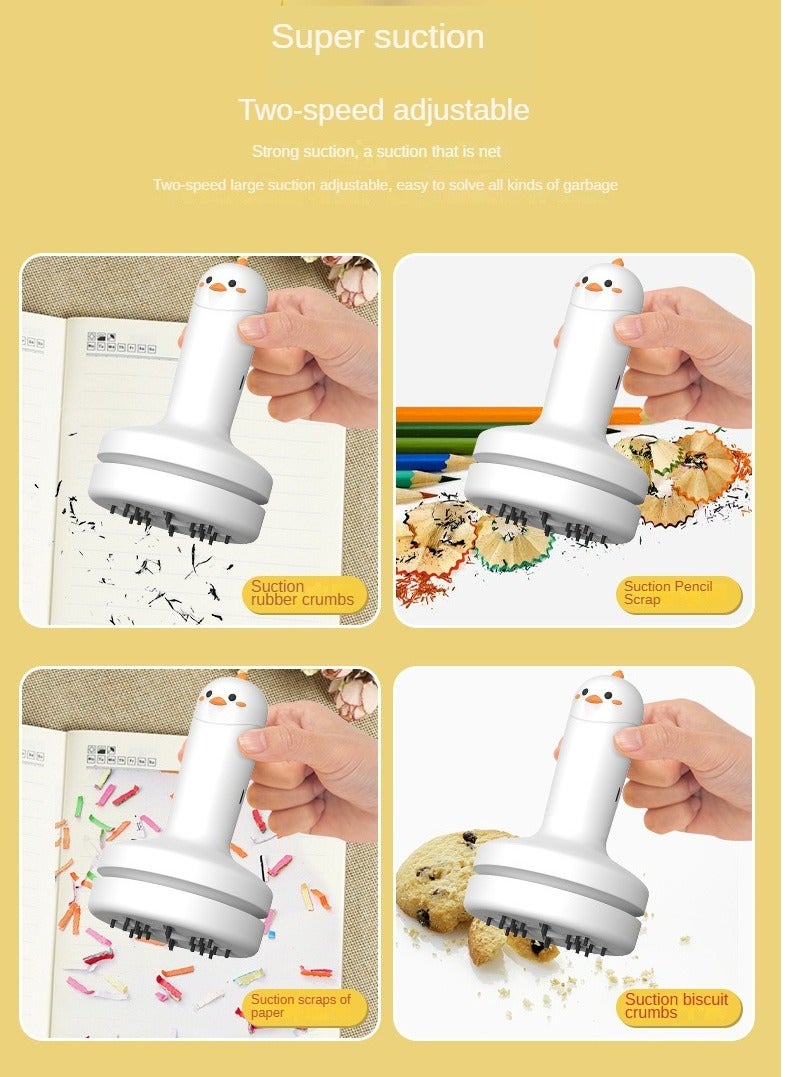 Desktop Cartoon vacuum cleaner mini portable handheld USB rechargeable suction rubber shavings, Dust, Hairs, suitable for School,Home,Office,Computer, Keyboard, Car,Piano  - Image 3