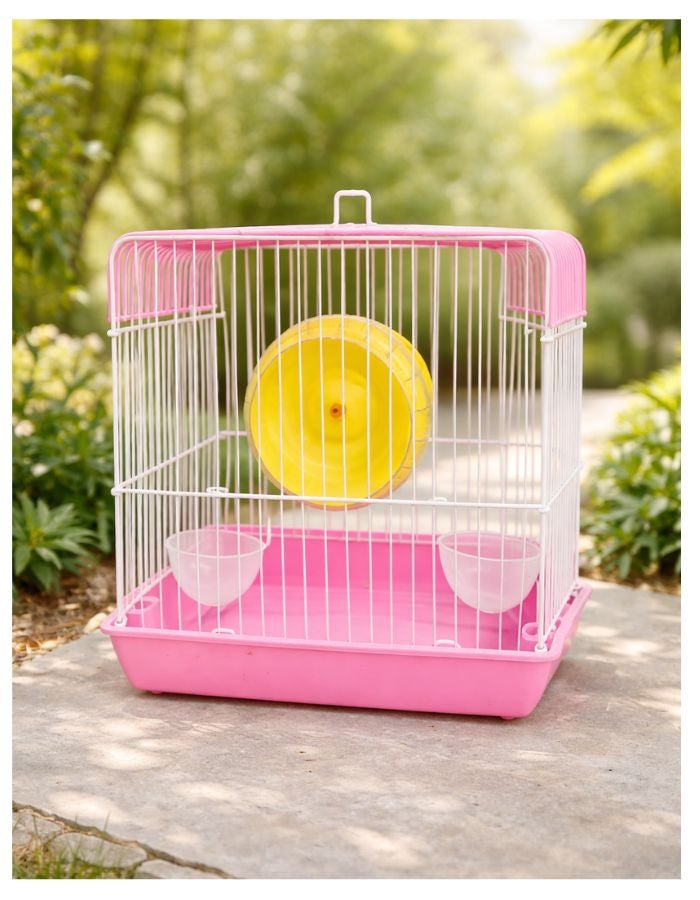 Petto Compact Hamster Cage with Exercise Wheel, Metal Wire Design, Removable Base Tray, 22 × 16 × 19 cm - Image 3