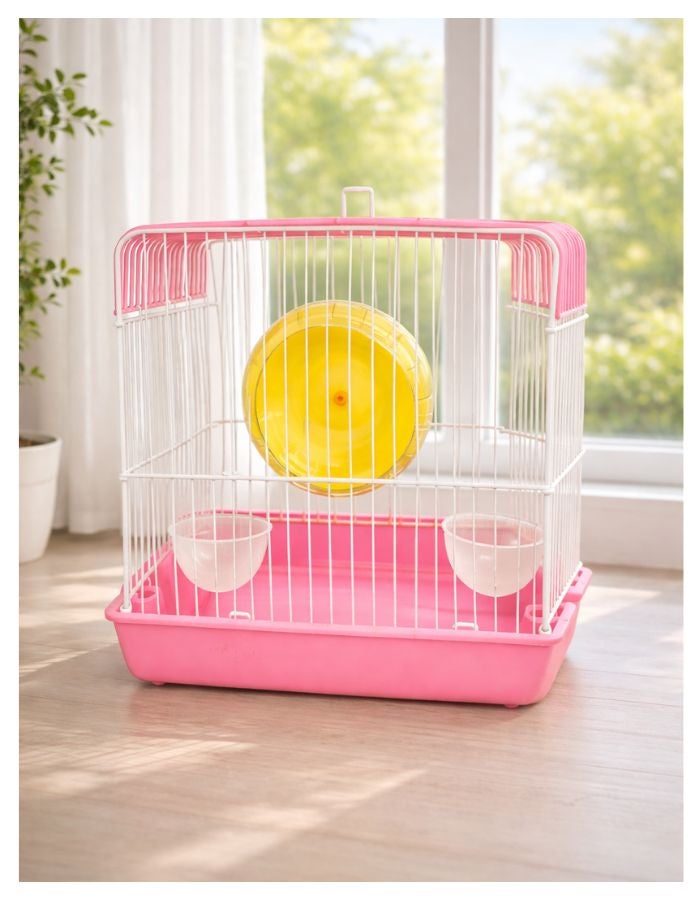 Petto Compact Hamster Cage with Exercise Wheel, Metal Wire Design, Removable Base Tray, 22 × 16 × 19 cm - Image 2