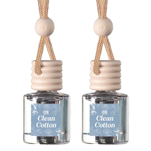 CE Craft Co Hanging Car Air Freshener Diffuser 2 Pack Long Lasting Fragrance Oil Car Freshener Glass Bottle Auto Air Freshener Made in USA Clean Cotton - Image 1